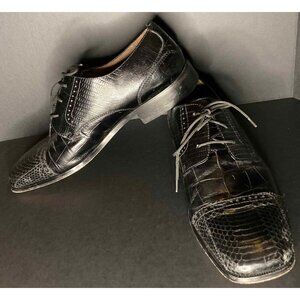 Clarks Mens 11.5 Genuine Snake Leather Black Dress Shoes Preppy Casual